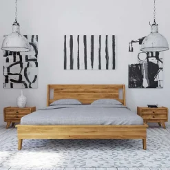 Design Holzbett aus Wildeiche - Hardus (dreiteilig)