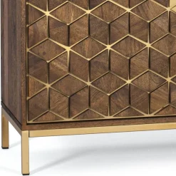 Design Kombi-Kommode in Walnuss Braun und Gold - Feregato