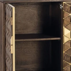 Design Kombi-Kommode in Walnuss Braun und Gold - Feregato