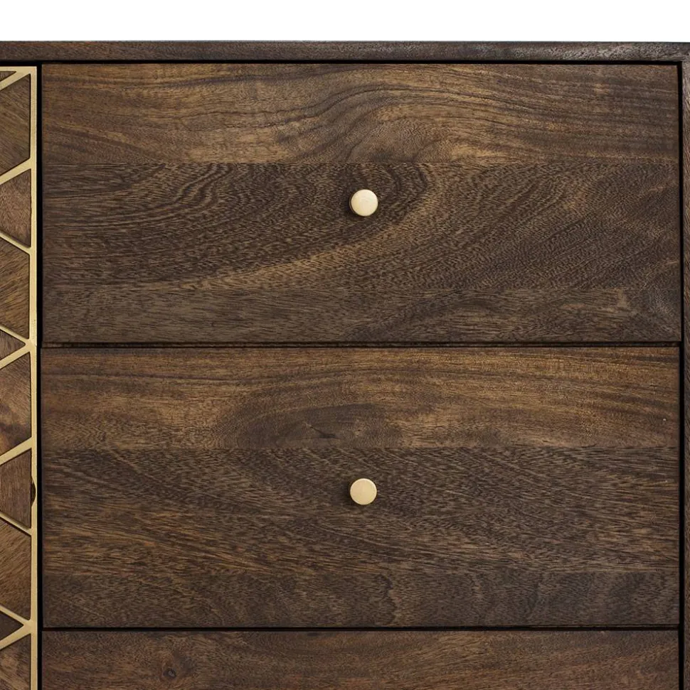 Design Kombi-Kommode in Walnuss Braun und Gold - Feregato