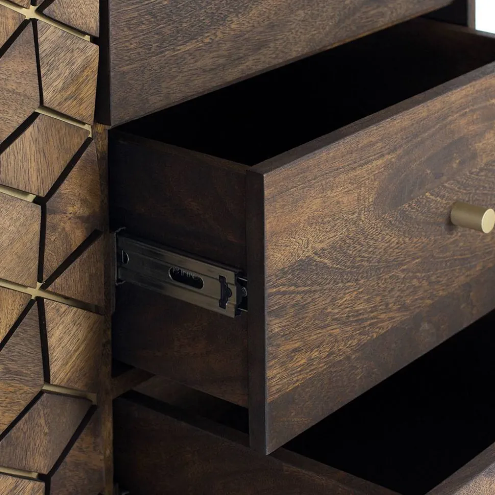 Design Kombi-Kommode in Walnuss Braun und Gold - Feregato