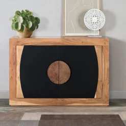 Design Kommode in Natur und Schwarz - Lugano