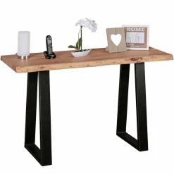 Design Konsole Lussina mit Holzplatte Baumkante Akazie