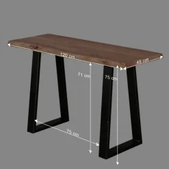 Design Konsole Lussina mit Holzplatte Baumkante Akazie