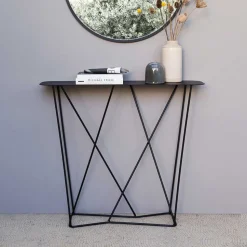 Design Konsolentisch aus Stahl in Schwarz - Skadiva