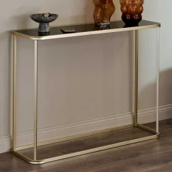 Design Konsolentisch mit schwarz getönter Glasplatte - Joosu