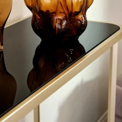 Design Konsolentisch mit schwarz getönter Glasplatte - Joosu