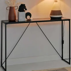 Design Konsolentisch mit Schwarzglas Platte - Burano