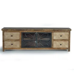 Design Lowboard mit Glas Metalltüren - Everton