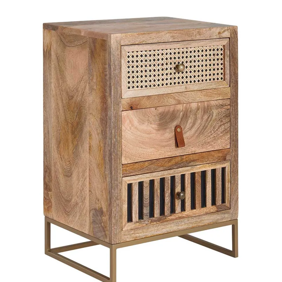 Design Nachtkommode aus Holz & Rattan - Kanados