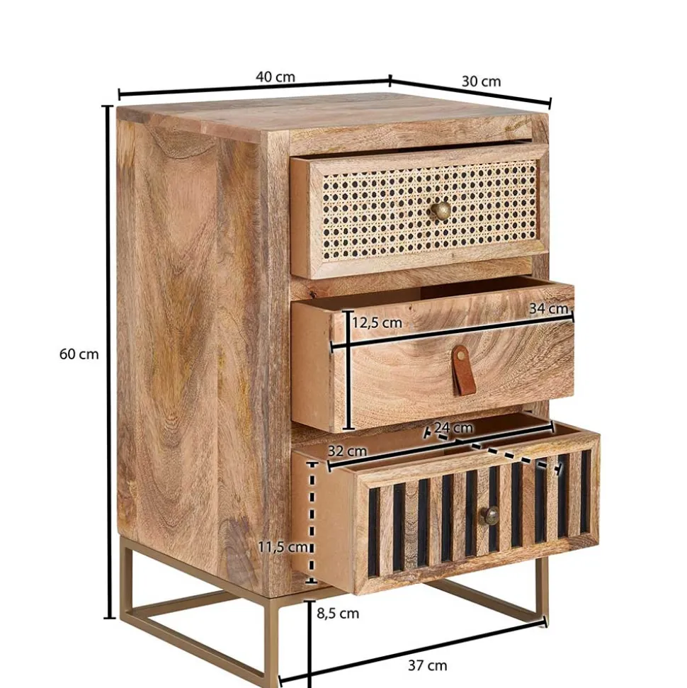 Design Nachtkommode aus Holz & Rattan - Kanados