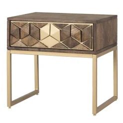 Design Nachtkommode in Walnuss Braun und Gold - Feregato