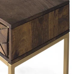 Design Nachtkommode in Walnuss Braun und Gold - Feregato