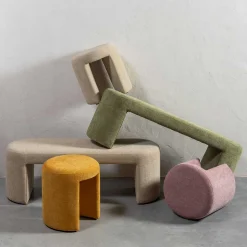 Design Polsterbank in Beige Chenille - Settings