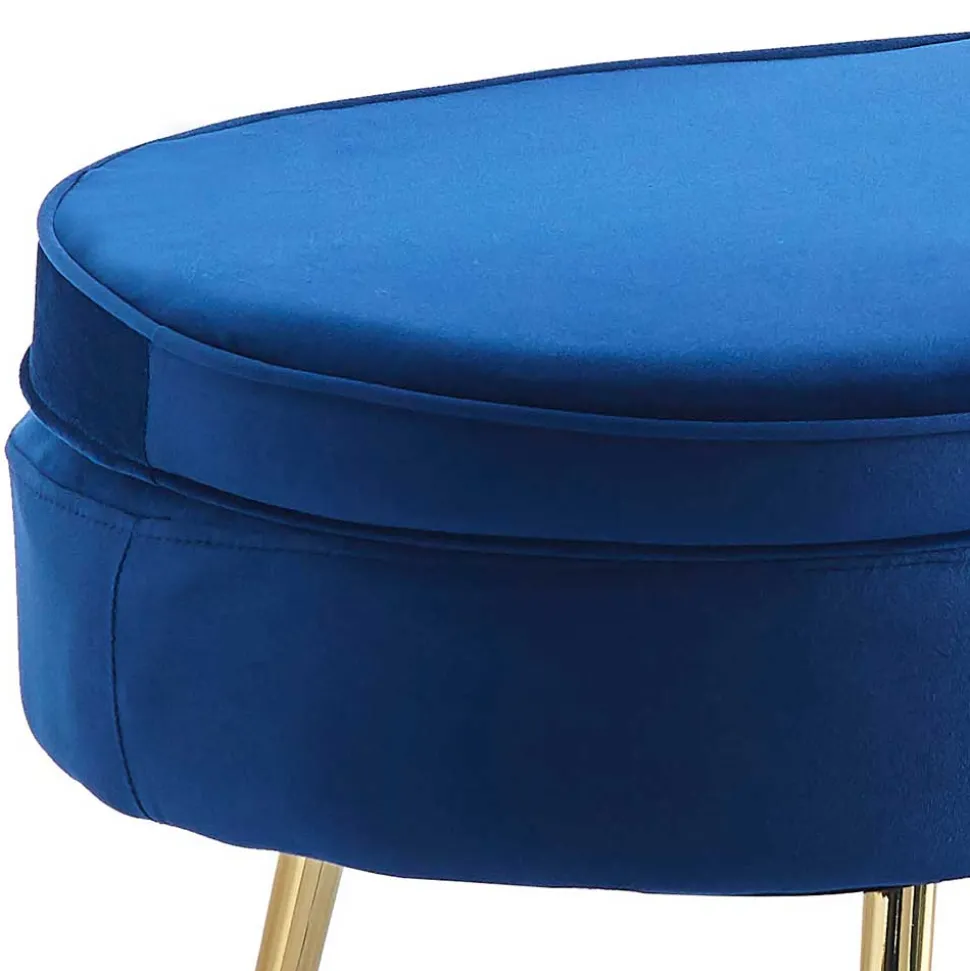 Design Polsterbank in Blau Samt & Gold Metall - Dotagon