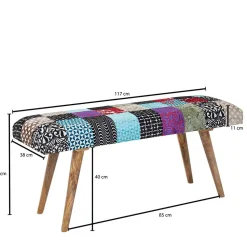 Design Polsterbank mit Samt Patchwork Bezug - Clarisa