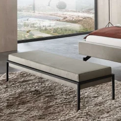 Design Schlafzimmerbank in Grau Stoff - Jenn