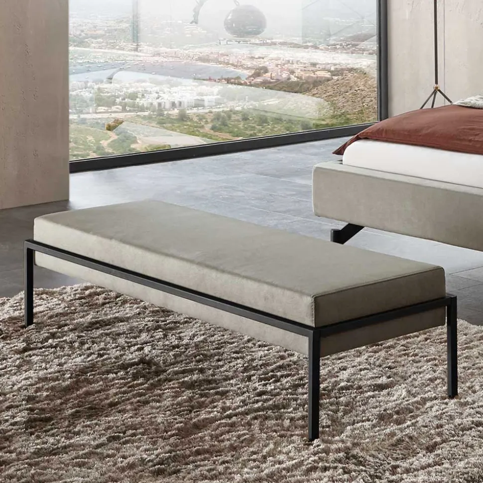 Design Schlafzimmerbank in Grau Stoff - Jenn