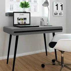 Design Schreibtisch in Grau mit Schwarz - Pavias