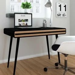 Design Schreibtisch in Schwarz mit Eiche - Diadani