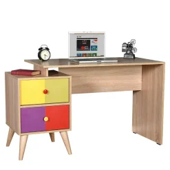 Design Schreibtisch in Sonoma-Eiche & Bunt - Reddnas