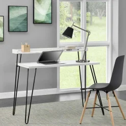 Design Schreibtisch mit Aufsatz in Weiß - Prasido