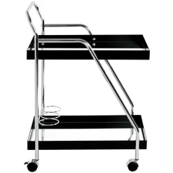 Design Servierwagen mit zwei Spiegelglas Ablagen - Asticia