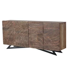 Design Sideboard aus Akazienholz mit Schnitzerei - Merlan