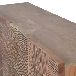 Design Sideboard aus Akazienholz mit Schnitzerei - Merlan