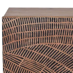 Design Sideboard aus Akazienholz mit Schnitzerei - Merlan