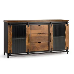 Design Sideboard aus Mangoholz und Metall - Aglia