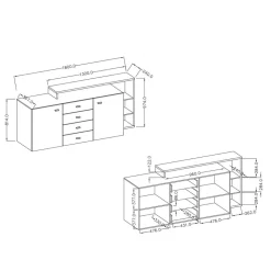 Design Sideboard in Beton Optik & Weiß - Venatio