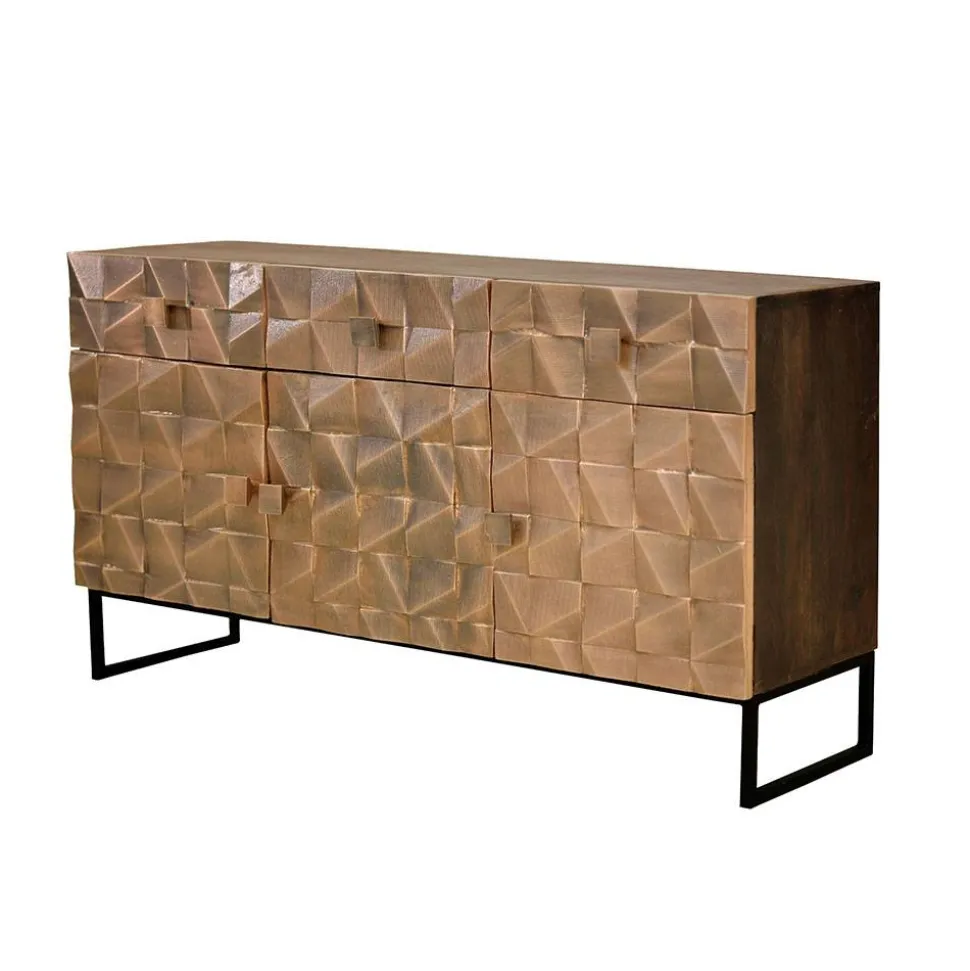 Design Sideboard in Bronze und Mango Natur - Bensez