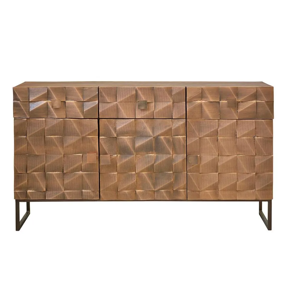 Design Sideboard in Bronze und Mango Natur - Bensez