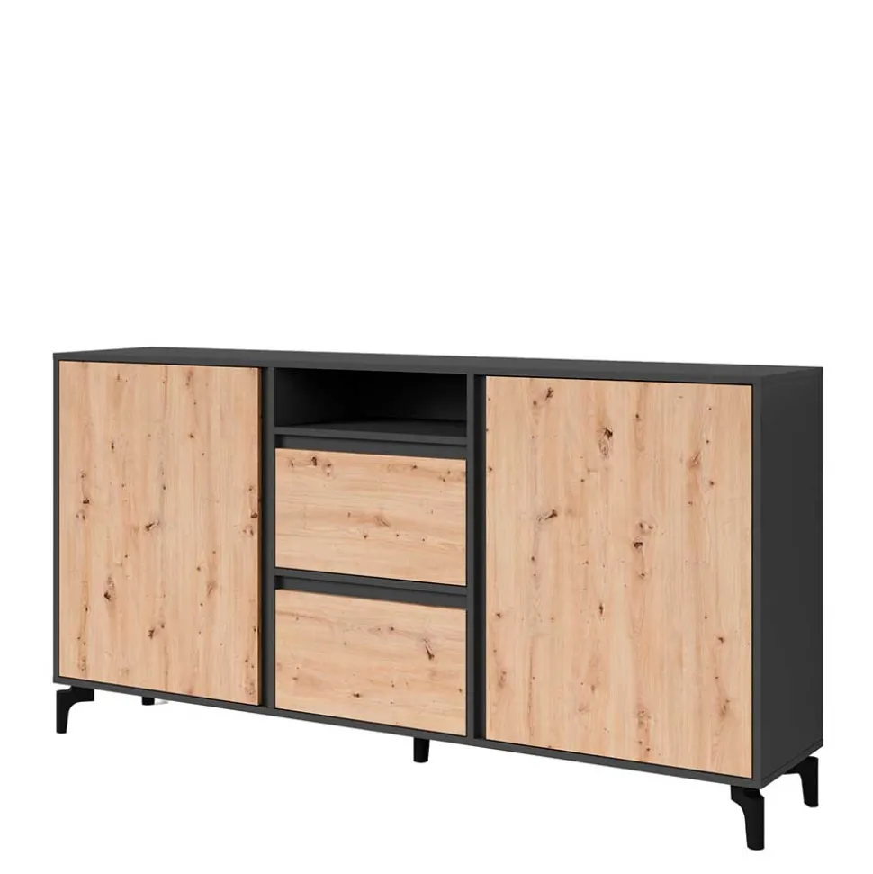 Design Sideboard in Wildeiche NB & Anthrazit - Kiss