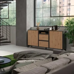 Design Sideboard in Wildeiche NB & Anthrazit - Kiss