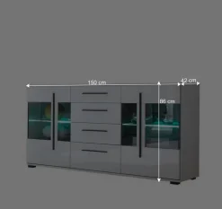 Design Sideboard Nennja in Weiß Hochglanz Glas