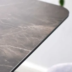 Design Stehtisch mit Glas Keramik in Braun Langton & Edelstahl Säulengestell