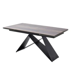 Design Tisch mit Keramikplatte Holz Optik - Cateyna