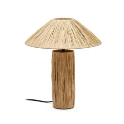 Design Tischlampe aus Raffia Bast in Natur - Holdywas