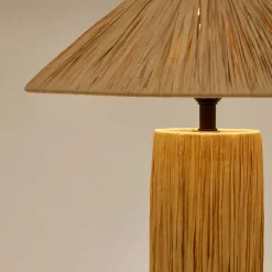 Design Tischlampe aus Raffia Bast in Natur - Holdywas