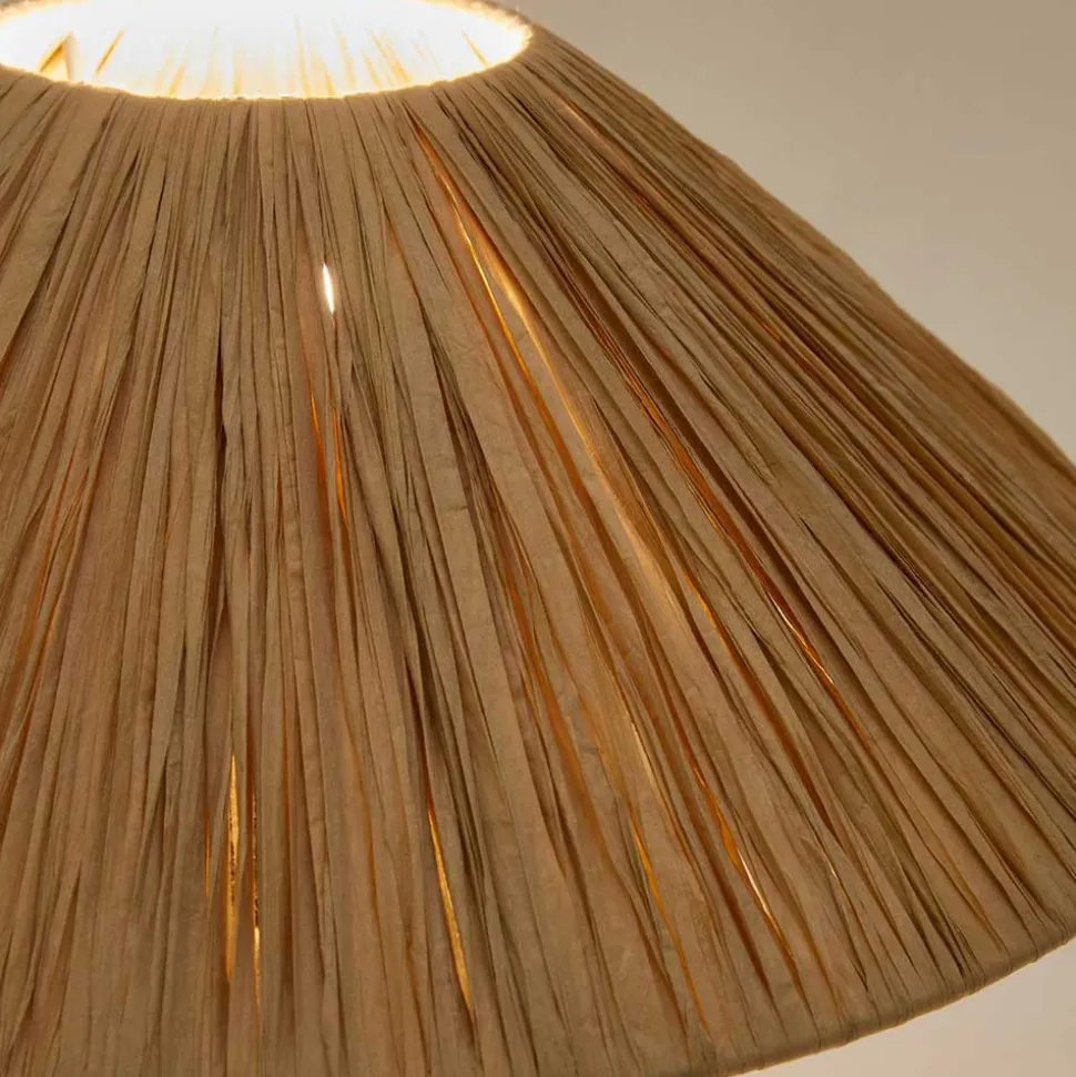 Design Tischlampe aus Raffia Bast in Natur - Holdywas