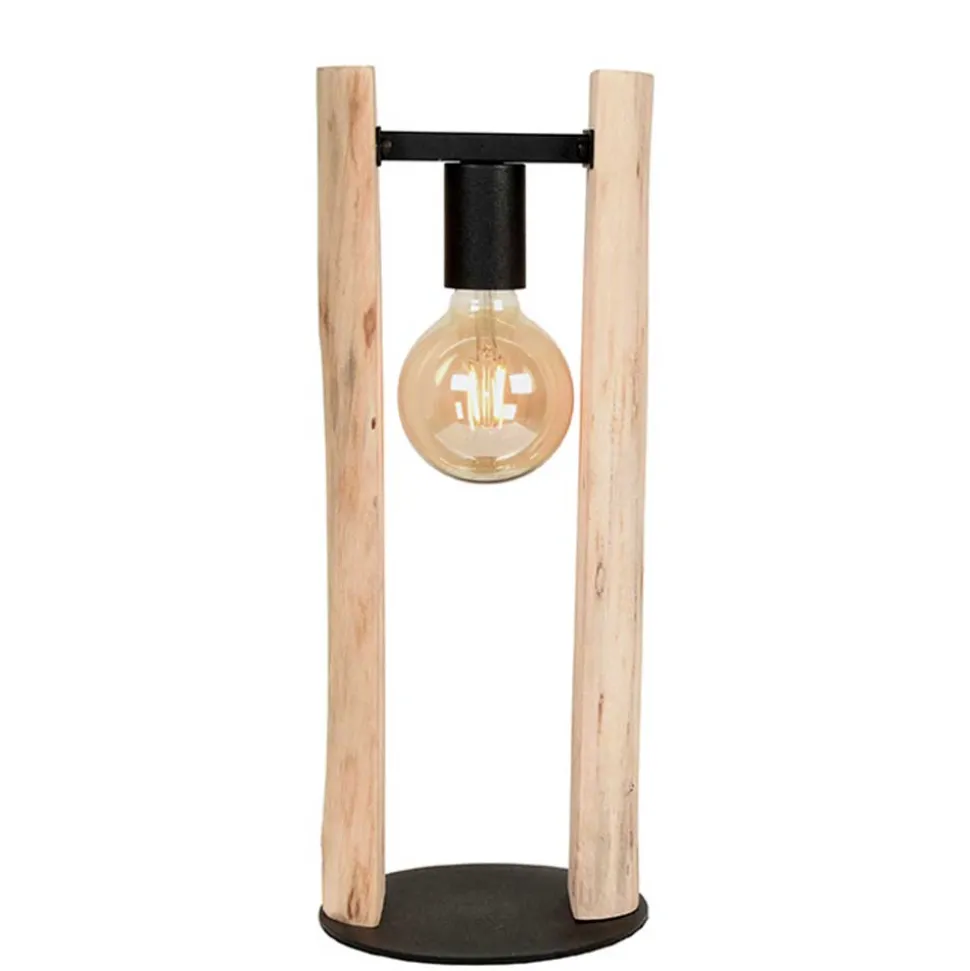 Design Tischleuchte aus Mangobaum Massivholz - Tanky