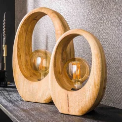 Design Tischleuchte aus Mangobaum - Vakanza