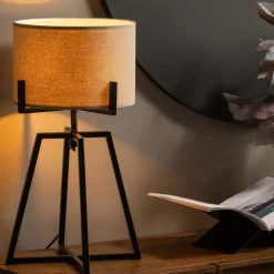 Design Tischleuchten in Beige Stoff - Megana (2er Set)