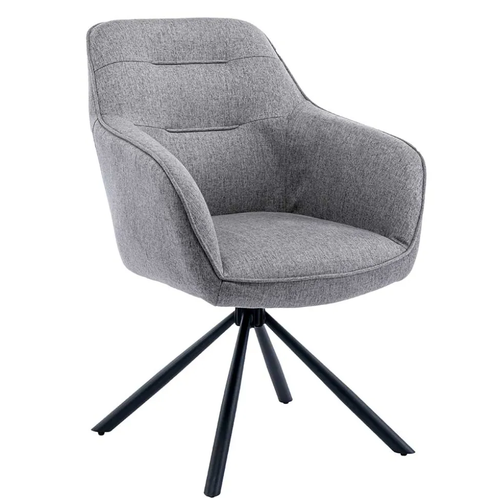 Design Tischsessel drehbar in Grau - Fiorenca (2er Set)