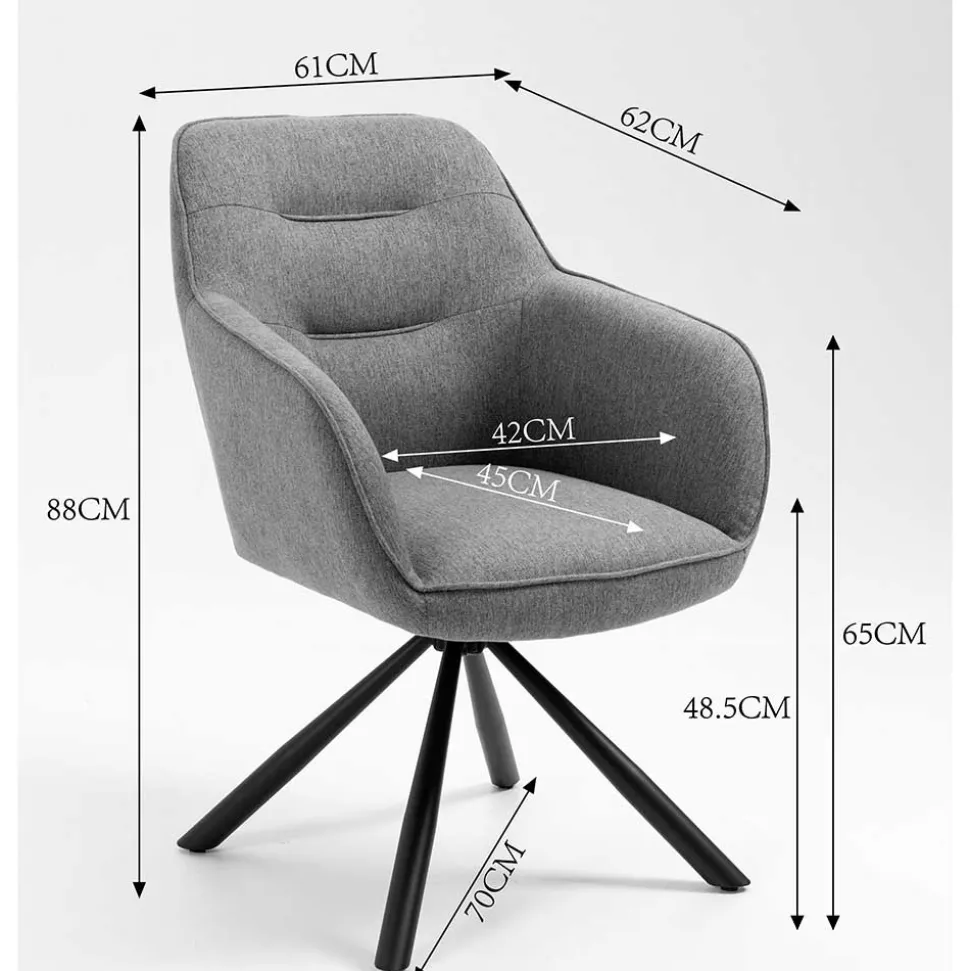Design Tischsessel drehbar in Grau - Fiorenca (2er Set)