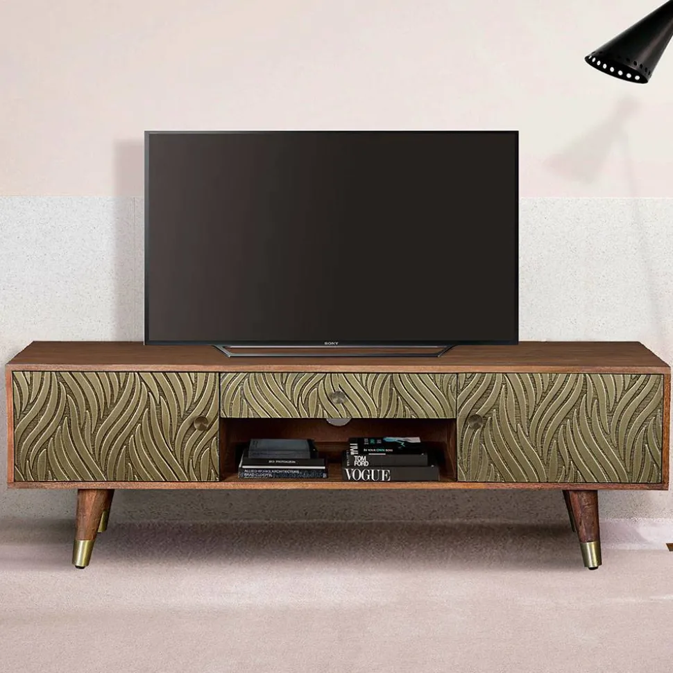 Design TV Kommode aus Mangoholz und Metall - Filurina