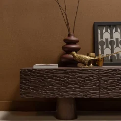 Design TV Lowboard aus Mangoholz in Walnuss Braun - Glancossa