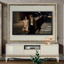 Design TV Wand in Weiß & Gold - Valganios (vierteilig)